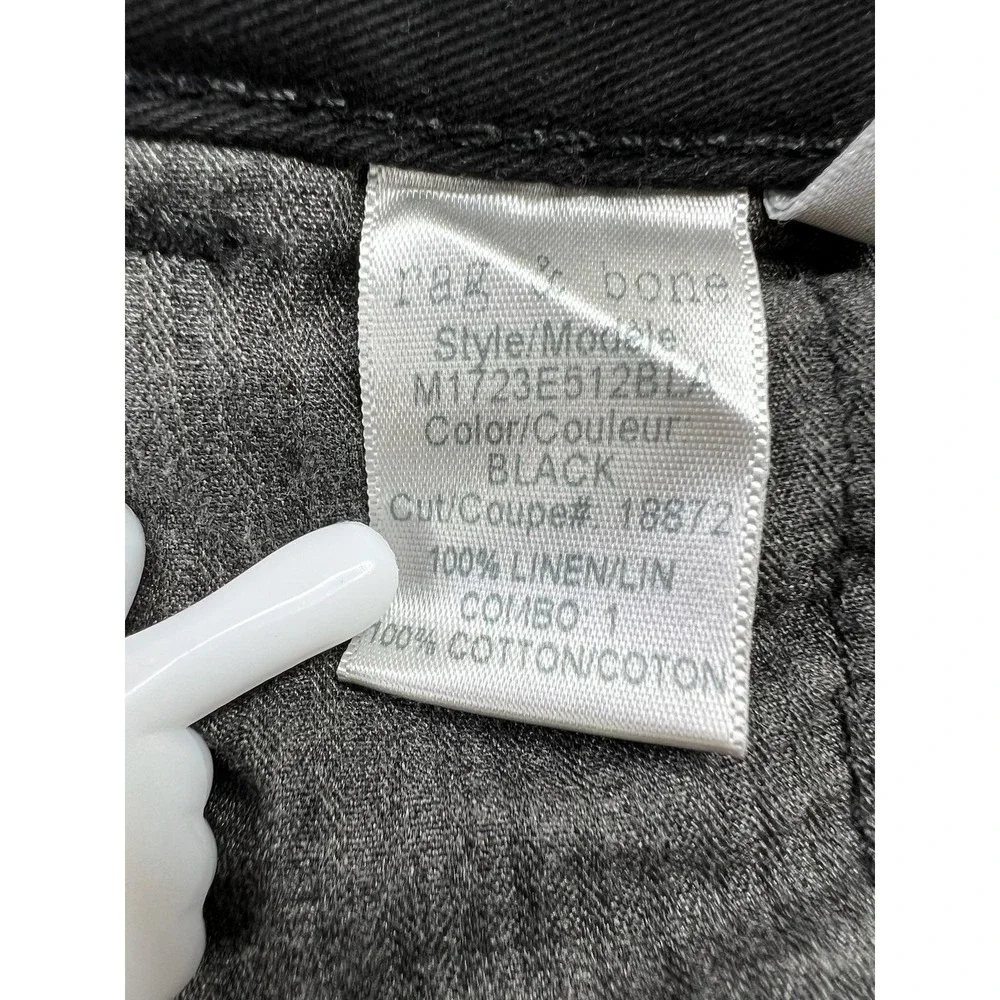Rag & Bone Mens 34x34 Black Linen Cotton Slim Fit Chino Pants M1723E512BLA